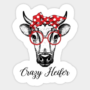 Crazy Heifer Cow Bandana Sticker